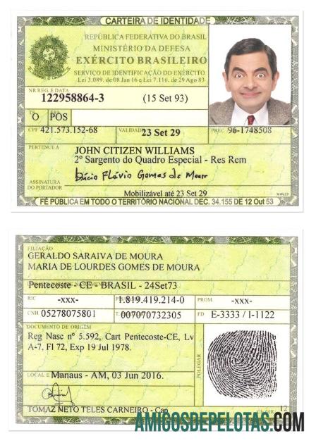 Modelo de carteira de identidade brasileira